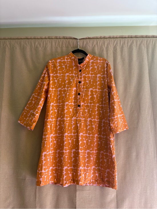 Nooworks Dresses & Skirts - NOOWORKS Orange Printed Pebble People Cotton Tunic Dress with Pockets
